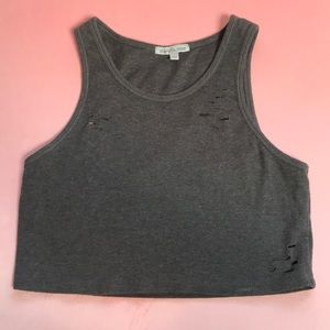 Distressed Heather Gray Crop Top